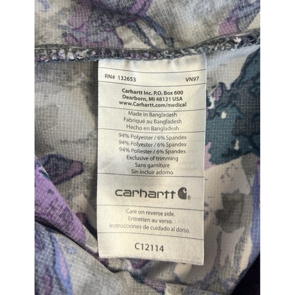 Carhartt Force Women's Size XS Wild Horses Run Scrub Top Purple/Grey/Bluegreen - Picture 15 of 16